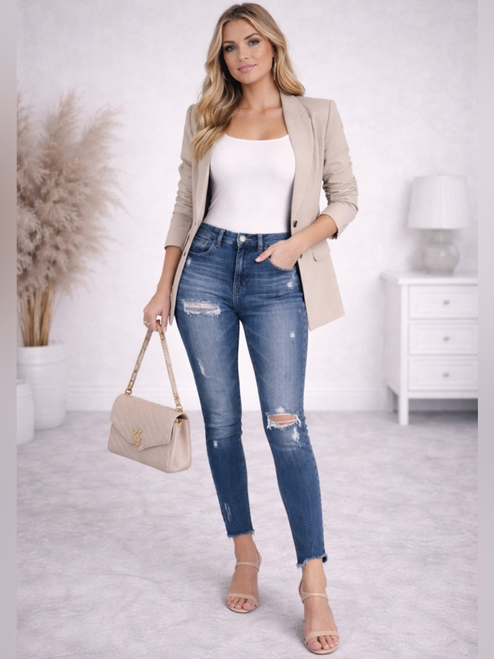 Moussy Vintage High Rise Skinny Jeans Size 25 Distressed Raw Hem Denim